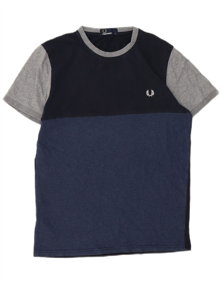 T-shirt męski Fred Perry, mały, granatowy, bawełniany w bloki kolorów