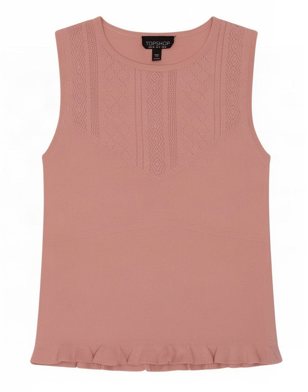 Topshop damska bluzka bez rękawów Top UK 8 Small Pink wiskoza