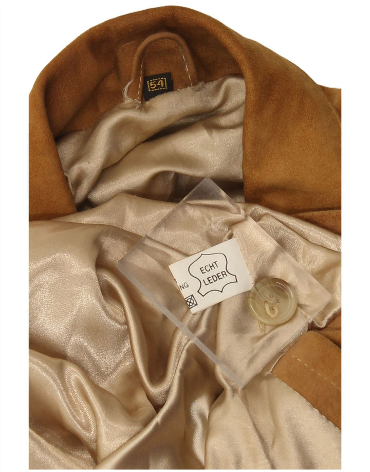 Vintage męska zamszowa kurtka EU 54 2XL beżowa skóra