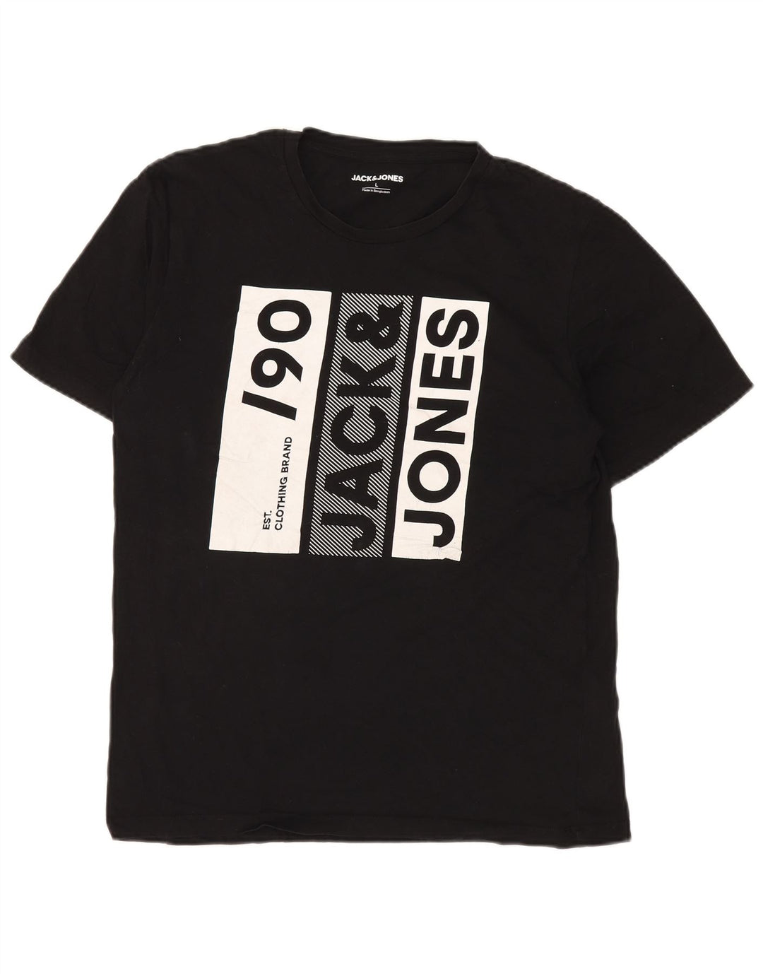 Męski T-shirt z grafiką Jack & Jones, duży, czarny, bawełniany