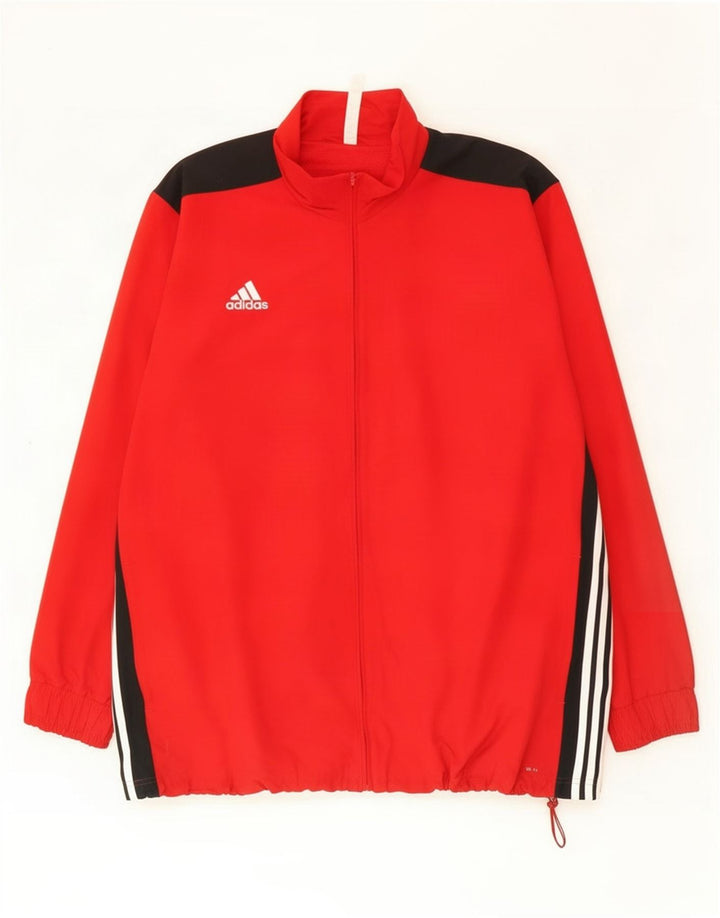 Adidas Męska bluza dresowa Climalite Top Jacket 3XL Czerwony poliester z blokami kolorów
