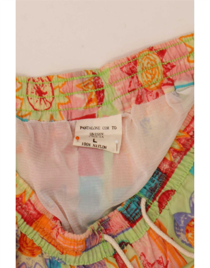 Vintage męskie spodenki kąpielowe unisex w abstrakcyjny wzór, duże, wielobarwne