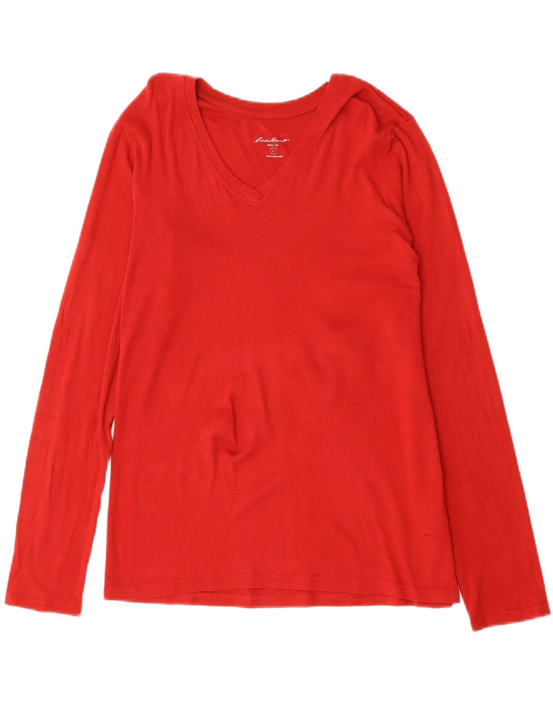 Damski top z długim rękawem Eddie Bauer UK 16, duży, czerwony, bawełniany