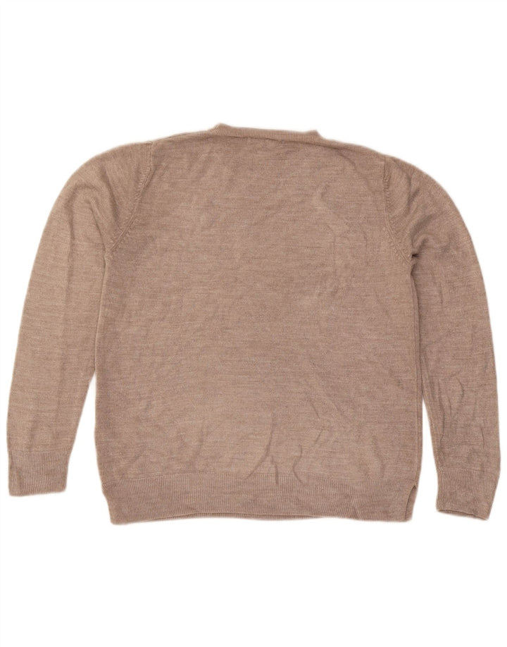 Marks & Spencer Damski sweter z okrągłym dekoltem, UK 14, średni beż, akryl