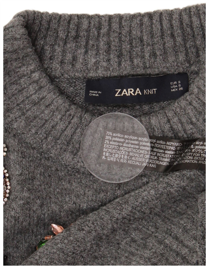 Damski sweter Zara Oversize z okrągłym dekoltem i okrągłym dekoltem UK 10 Small Grey