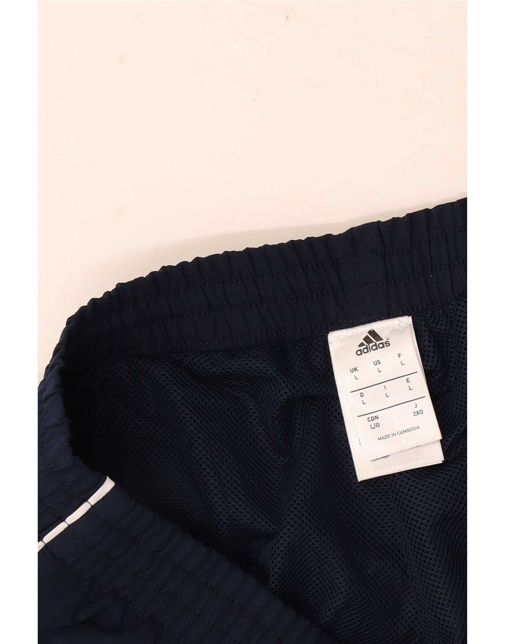 Męskie spodnie dresowe Adidas z grafiką, duże granatowe, poliestrowe