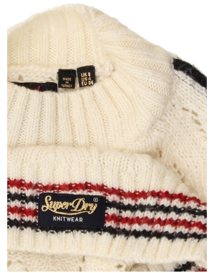 Damski sweter z golfem Superdry UK 8 w małe złamane białe paski