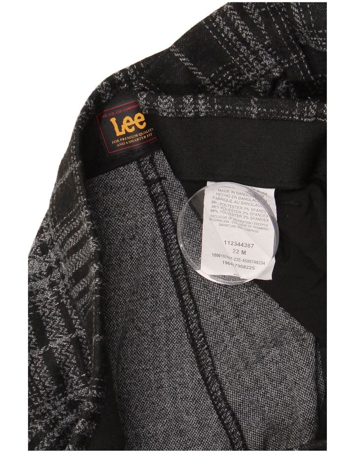 Damskie proste spodnie chino LEE US 22 3XL W42 L30, poliester w czarną kratkę