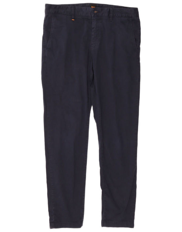 Męskie spodnie typu slim chino HUGO BOSS W36 L31 granatowo-bawełniane