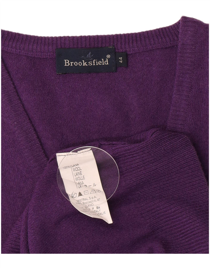 Damski sweter Brooksfield z dekoltem w szpic IT 44 Średni fioletowy wełniany