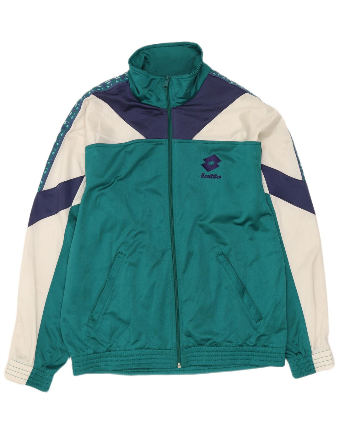 Kurtka męska dresowa LOTTO UK 40/42, duży turkusowy blok kolorów