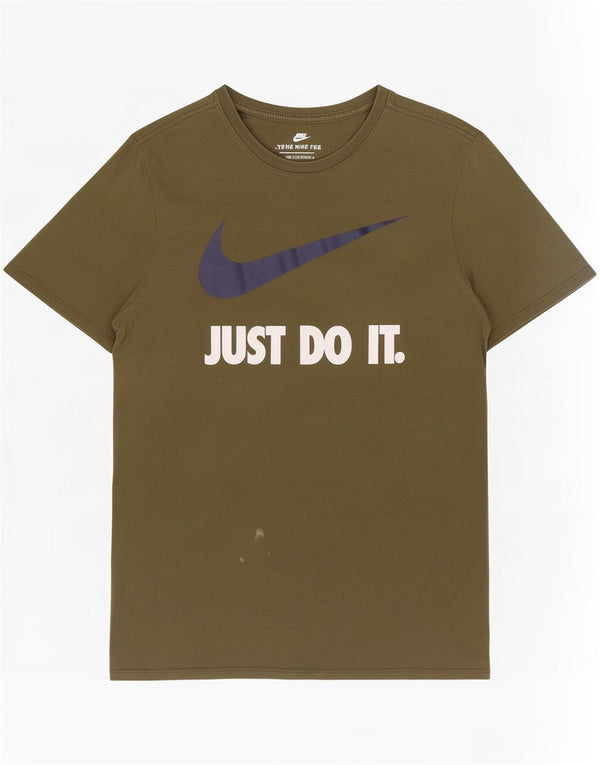 Męski T-shirt Nike o sportowym kroju z grafiką, duży, bawełniany khaki