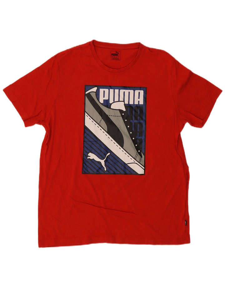Męska koszulka z grafiką Puma XL, czerwona, bawełniana