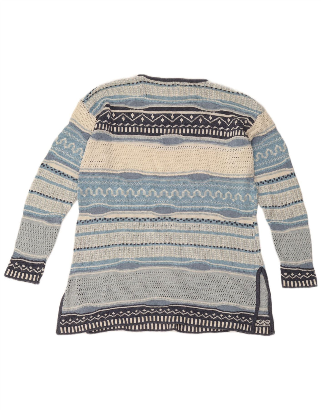 Sweter damski w stylu vintage z dekoltem w łódkę, UK 12, średnie, wielokolorowe paski