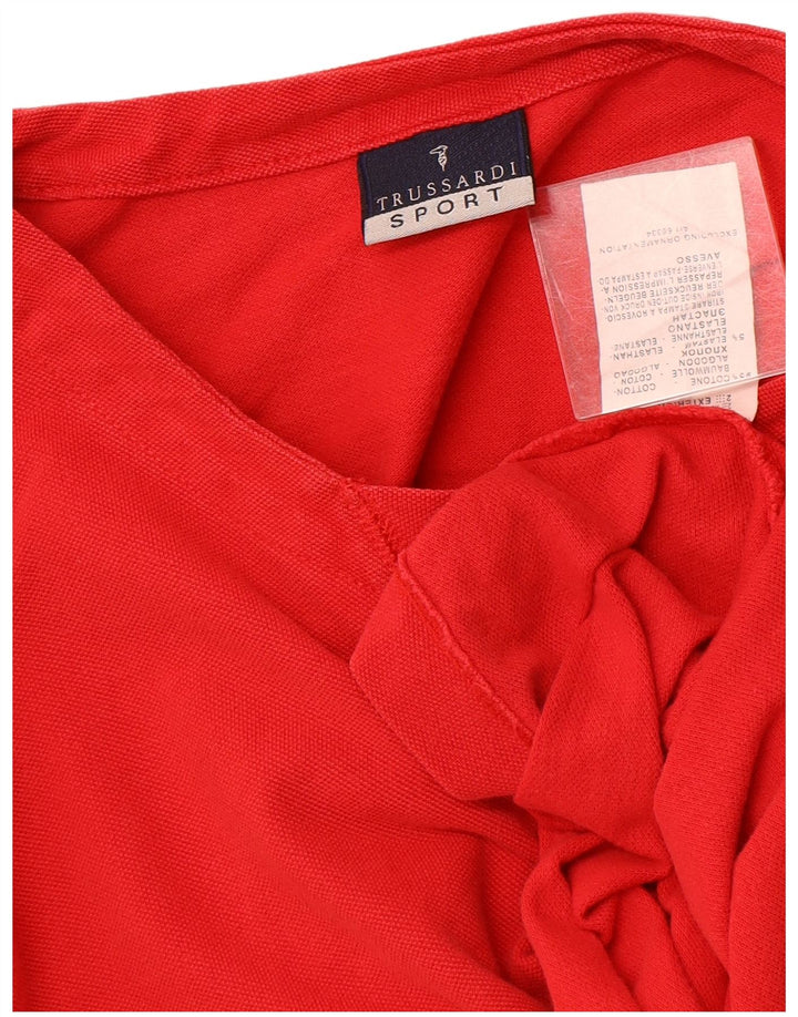 TRUSSARDI Womens Top 3/4 Sleeve UK 14 Medium Red Cotton