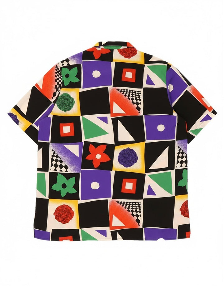 Koszula męska w stylu vintage w abstrakcyjny wzór, średnia, wielobarwna, geometryczna