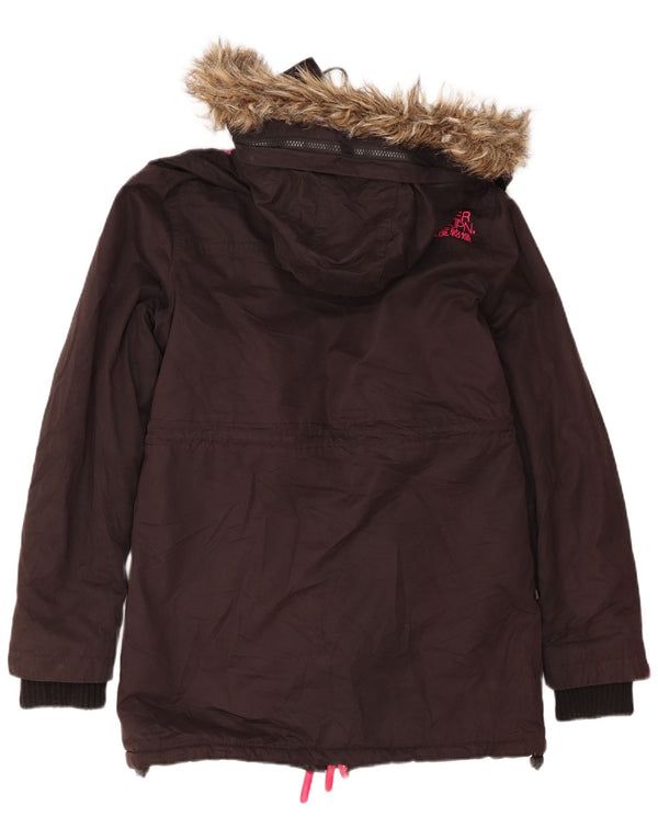 Damska kurtka parka z kapturem i wiatrówką Superdry UK 14, średnia czarna