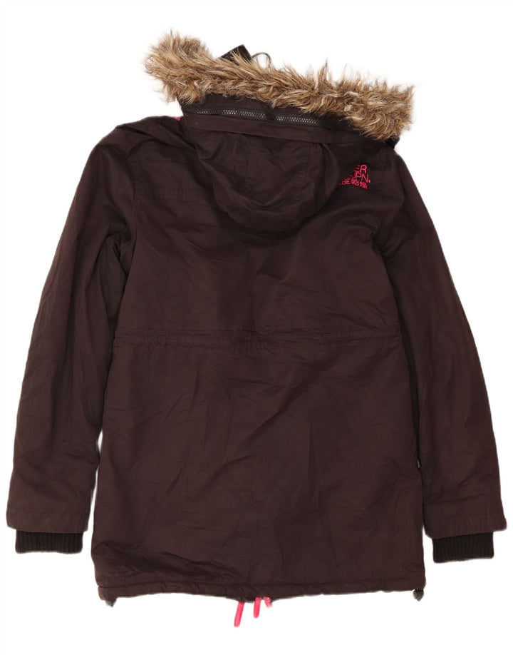 Damska kurtka parka z kapturem i wiatrówką Superdry UK 14, średnia czarna