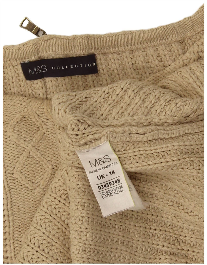 Marks & Spencer Damski sweter oversize z dekoltem w łódkę, UK 14, duży, beżowy