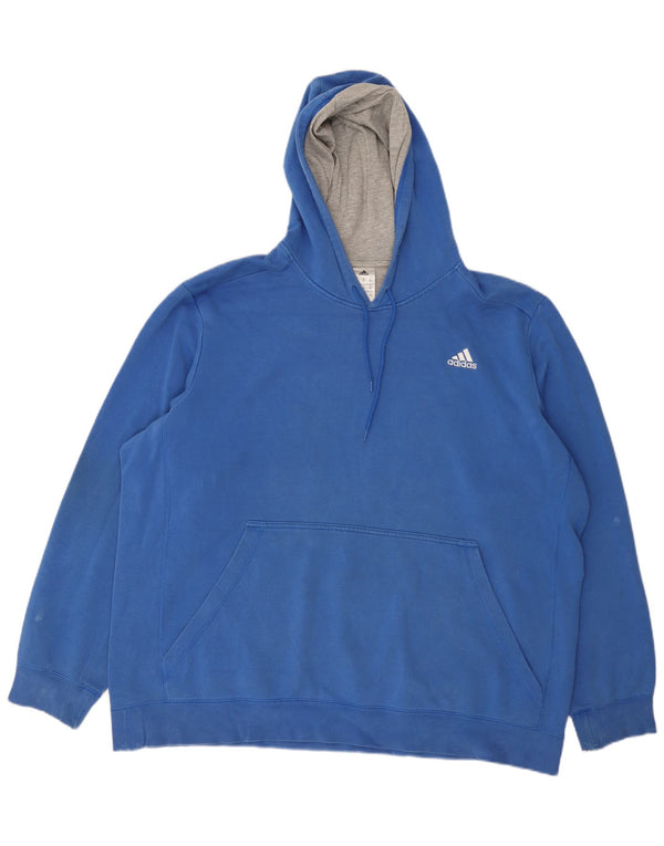 Adidas Męska bluza z kapturem 2XL Niebieska bawełna