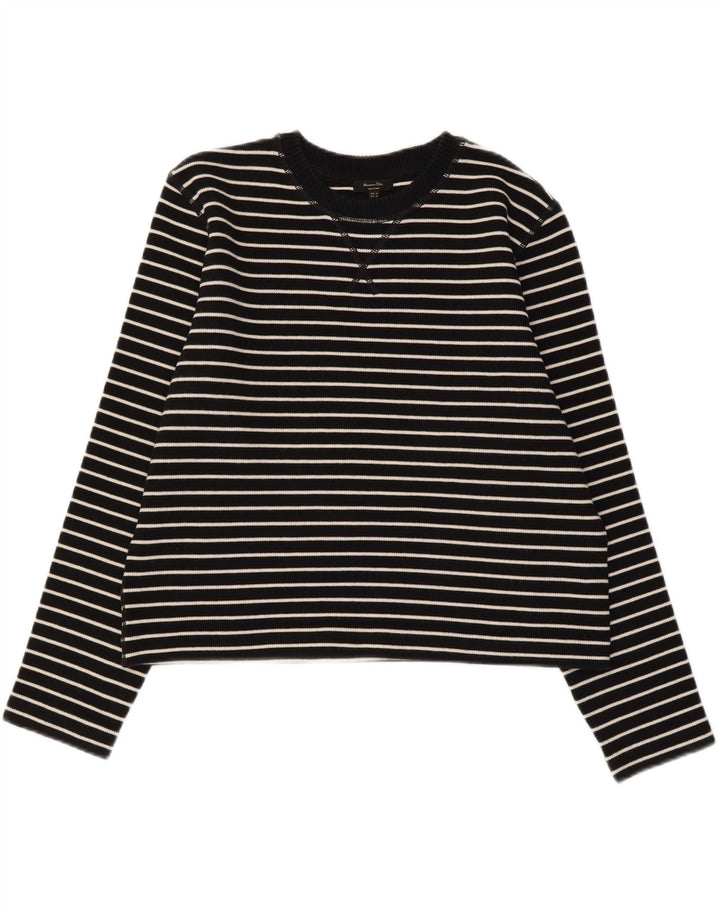 Damski top Massimo Dutti z długim rękawem, UK 14, średni, czarny, bawełniany w paski