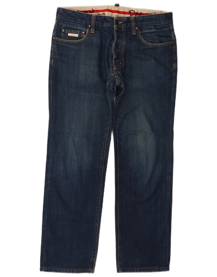 Dsquared2 Męskie proste dżinsy IT 48 Medium W34 L29 Niebieskie bawełniane