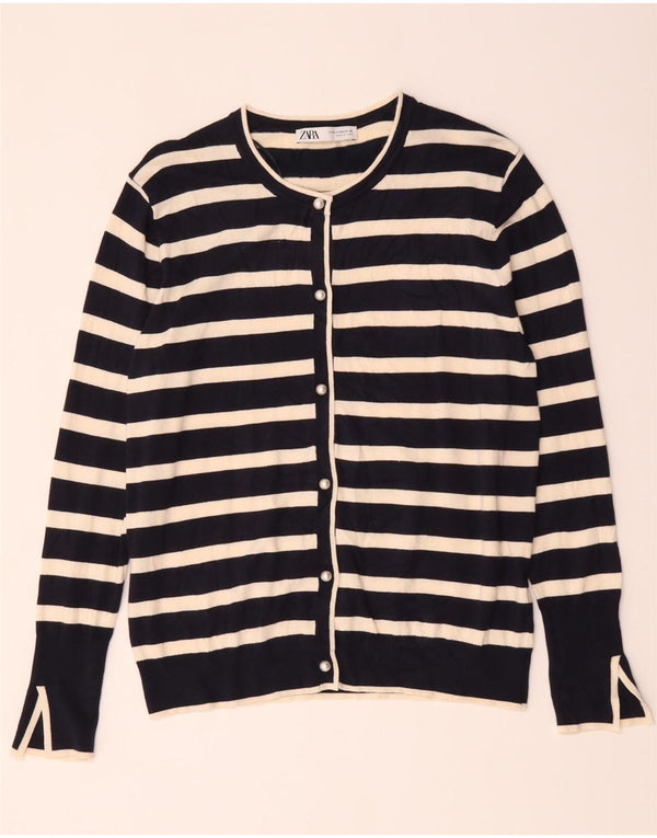 Sweter damski Zara Cardigan UK 20 2XL Granatowa wiskoza w paski