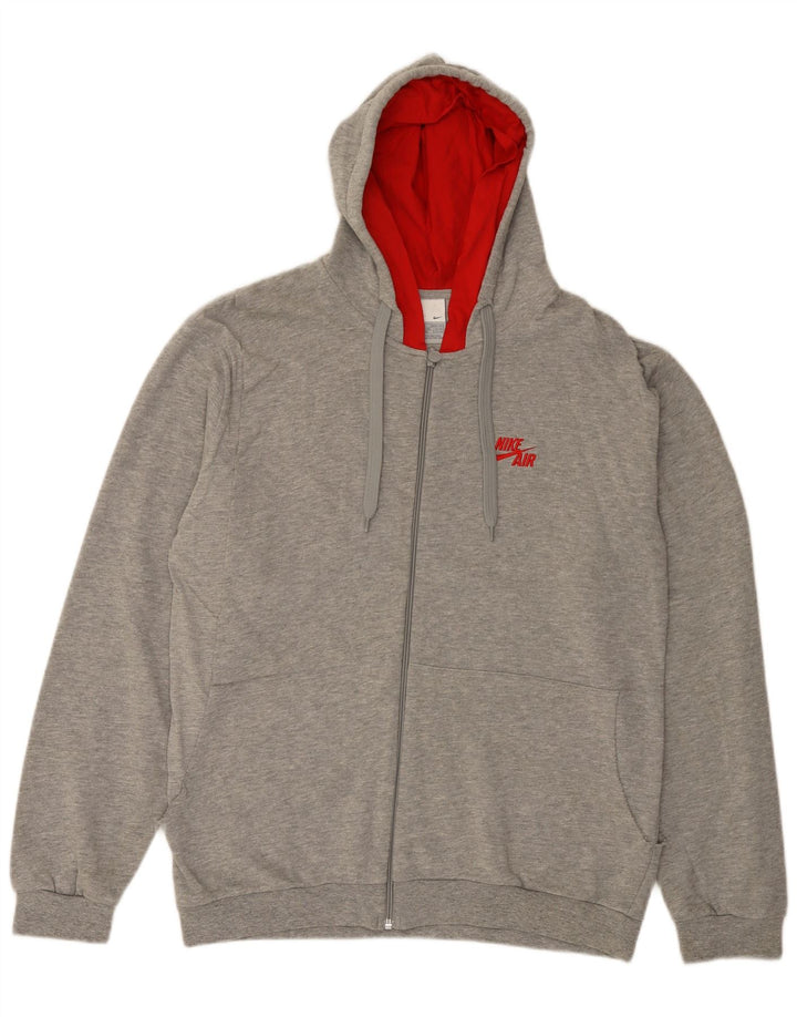 Męski sweter z kapturem i zamkiem błyskawicznym Nike, duży, szary, bawełniany