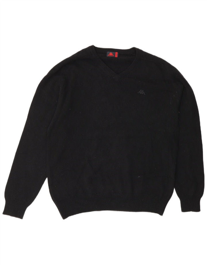 Męski sweter Kappa z dekoltem w szpic XL, czarna wełna