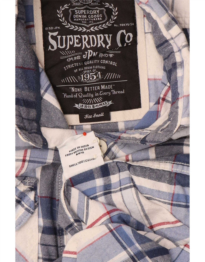 Męska koszula flanelowa Superdry w małą niebieską kratę, bawełniana