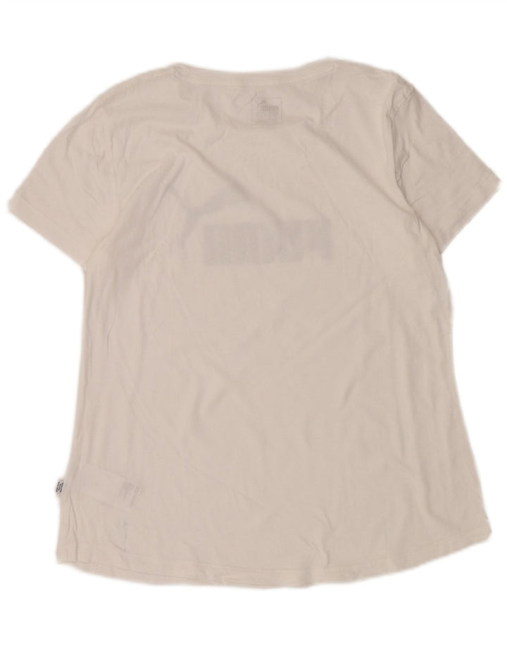PUMA Womens Graphic T-Shirt Top UK 14 Medium White Cotton