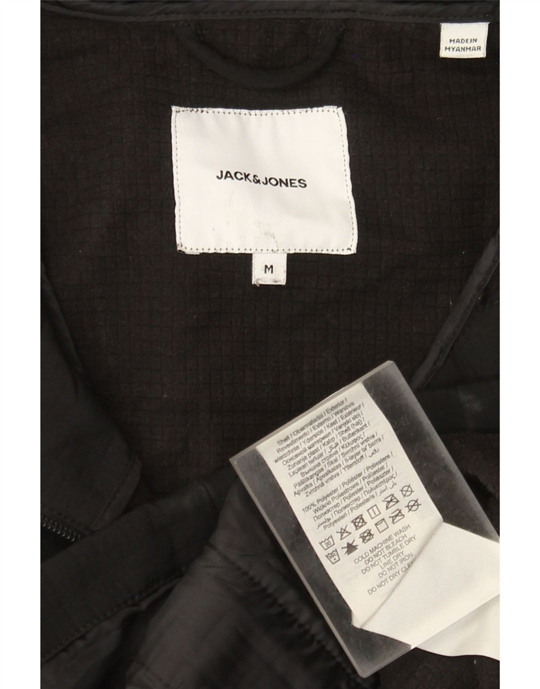 Męska kurtka wiatrówka z kapturem Jack & Jones UK 38, średni czarny poliester