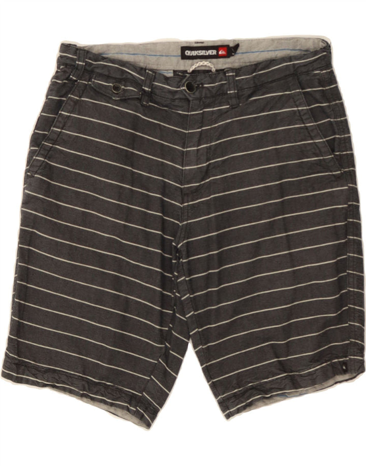 QUIKSILVER Mens Chino Shorts W30 Medium Grey Striped Cotton Vintage Quiksilver and Second-Hand Quiksilver from Messina Hembry 