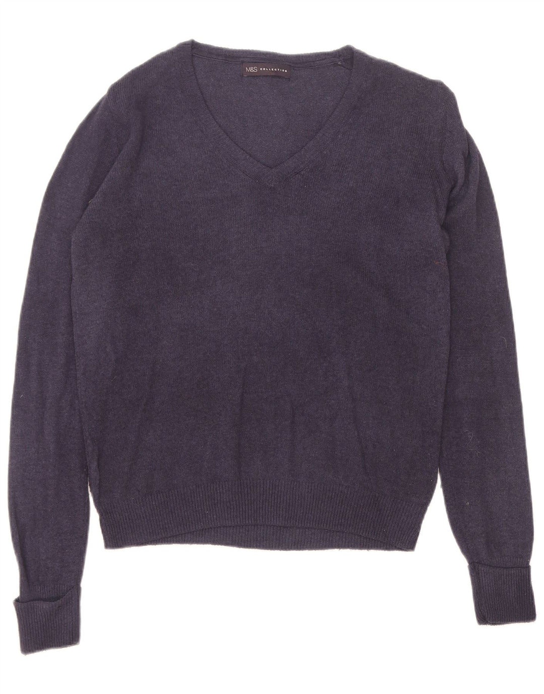 Marks & Spencer Damski sweter z dekoltem w kształcie litery V, UK 10, mały, granatowy