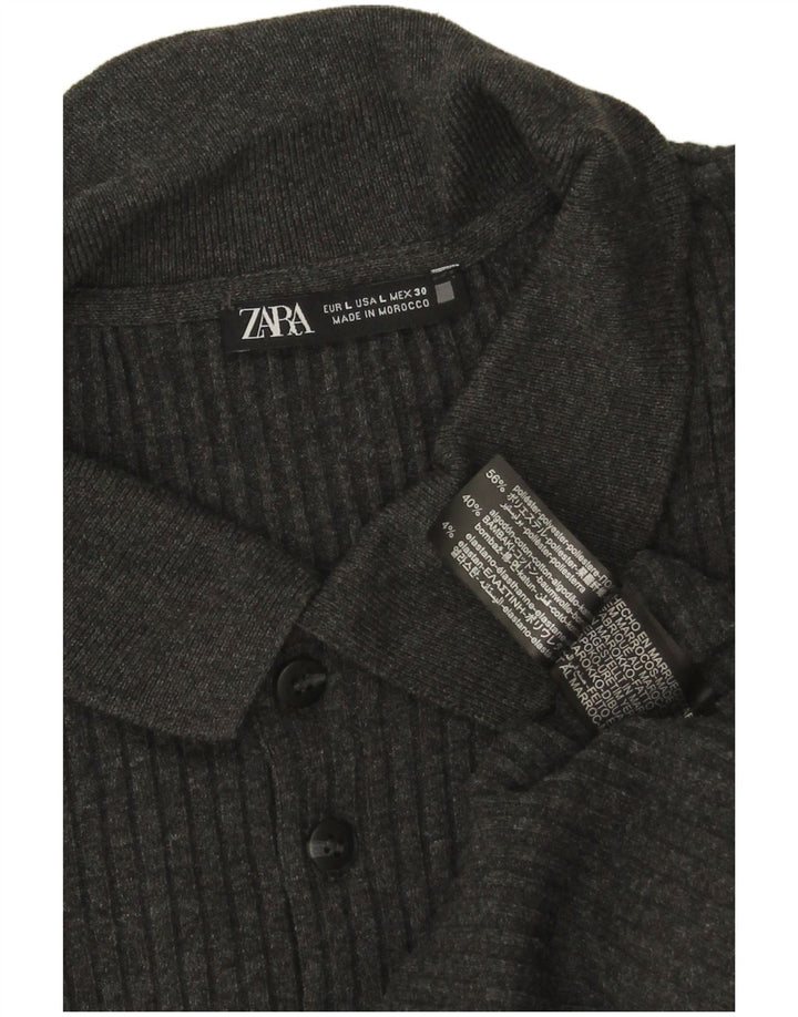 Męski sweter z golfem Zara, duży, szary, poliester