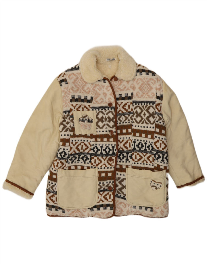 Vintage damska wzorzysta kurtka Sherpa EU 40 Średnia wielobarwna Fair Isle