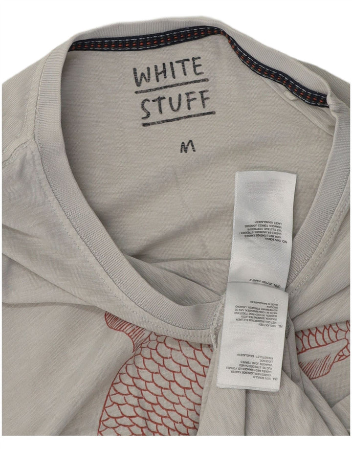 Męski T-shirt z grafiką White Stuff Top, średnioszary, bawełniany