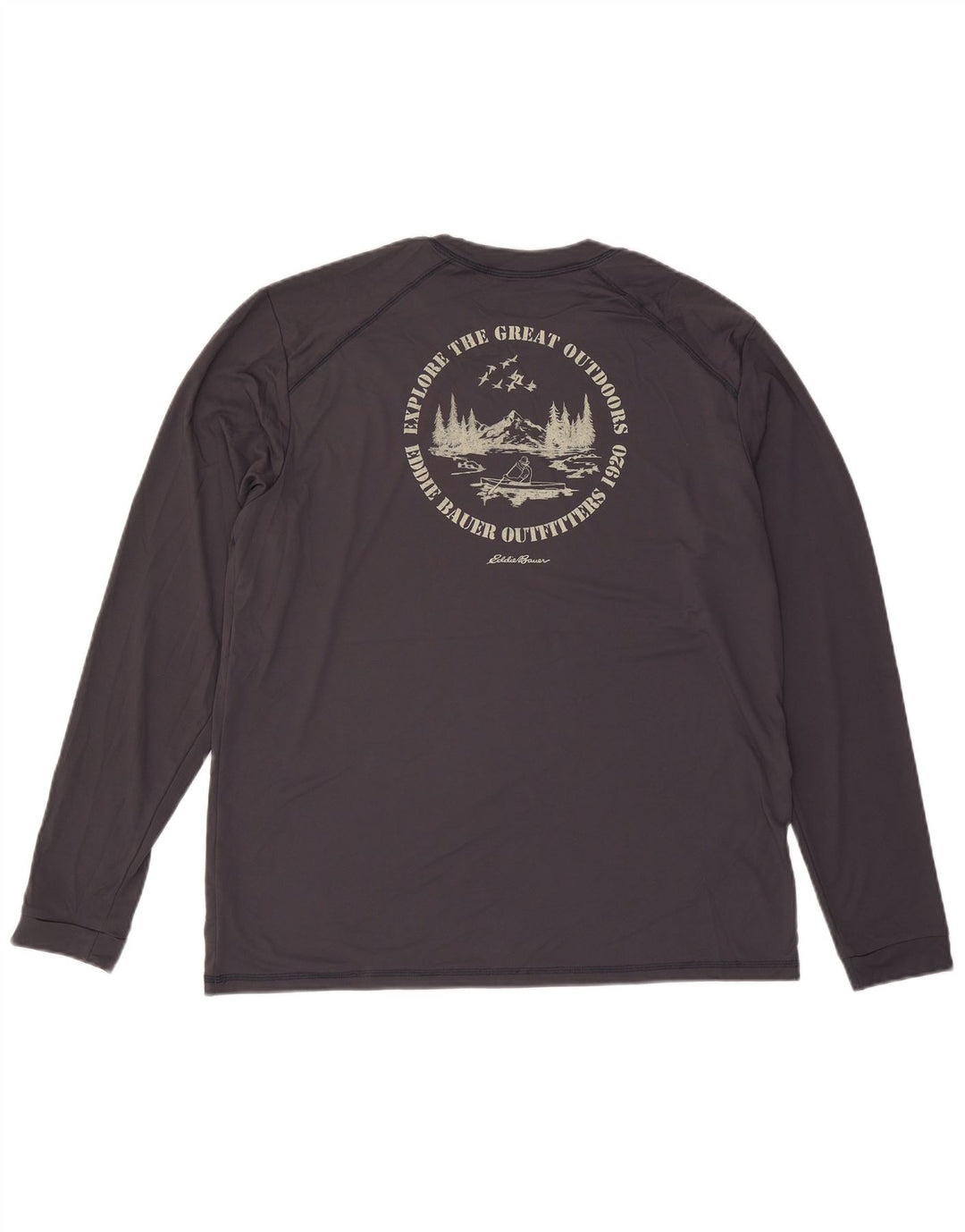 Męski top graficzny EDDIE BAUER z długim rękawem XL, szary, poliester