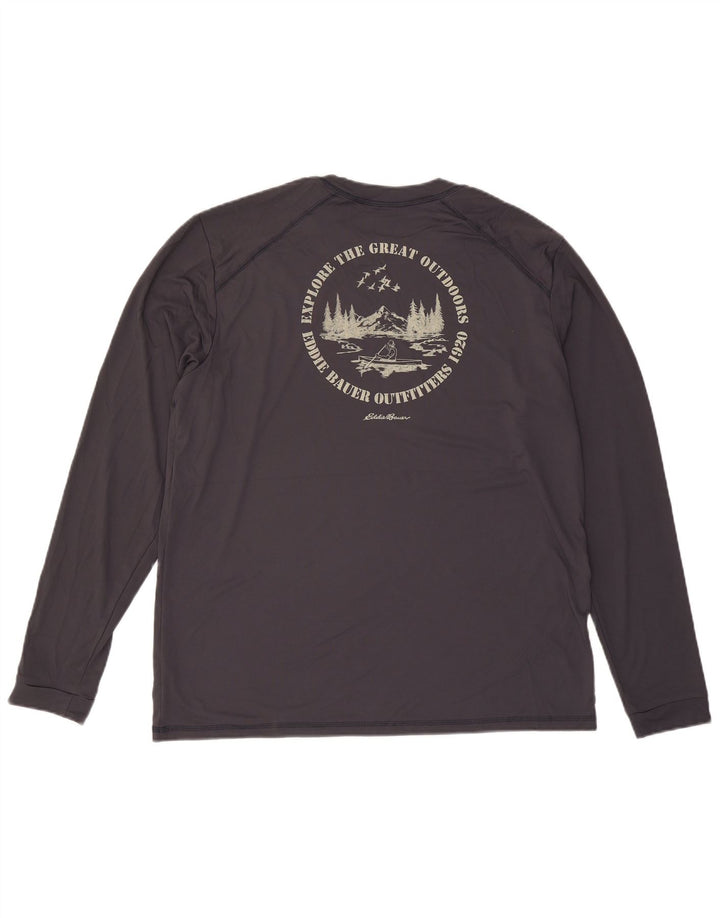 Męski top graficzny EDDIE BAUER z długim rękawem XL, szary, poliester