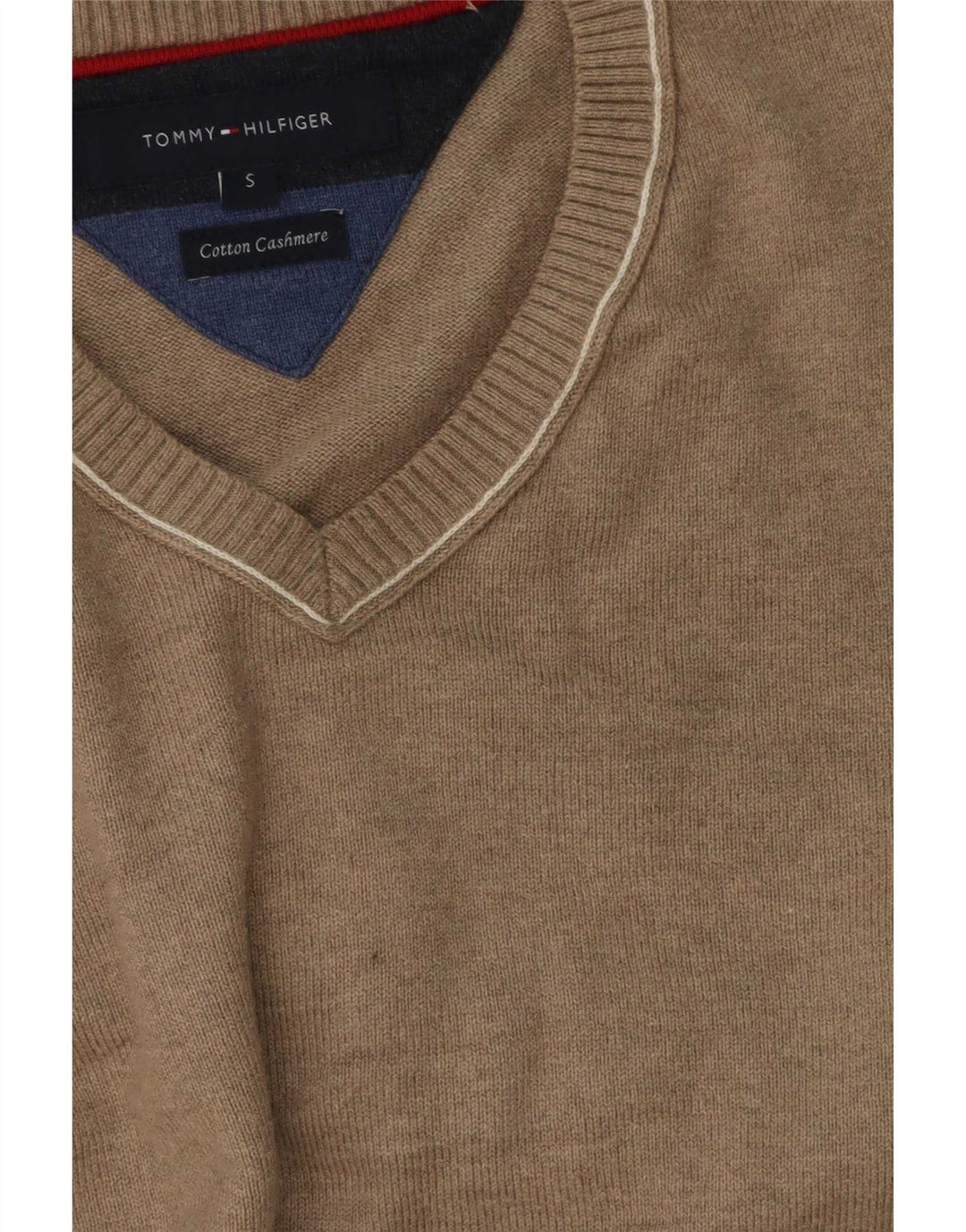 Męski sweter Tommy Hilfiger z dekoltem w kształcie litery V, mały, szary, bawełniany