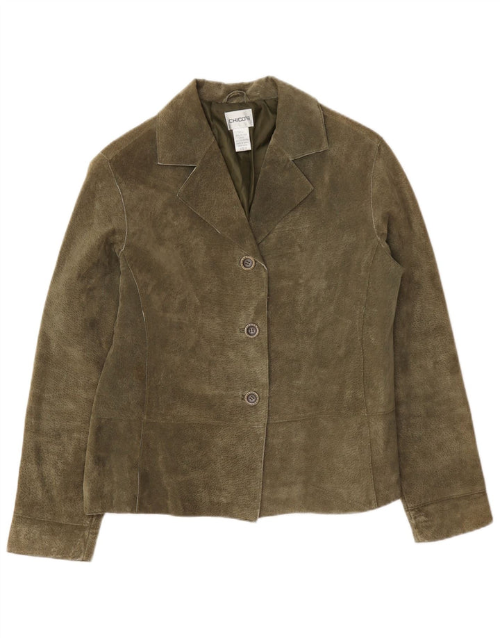 Damska marynarka Chico Oversize zapinana na 3 guziki, zamszowa marynarka US 0 XS, skóra khaki