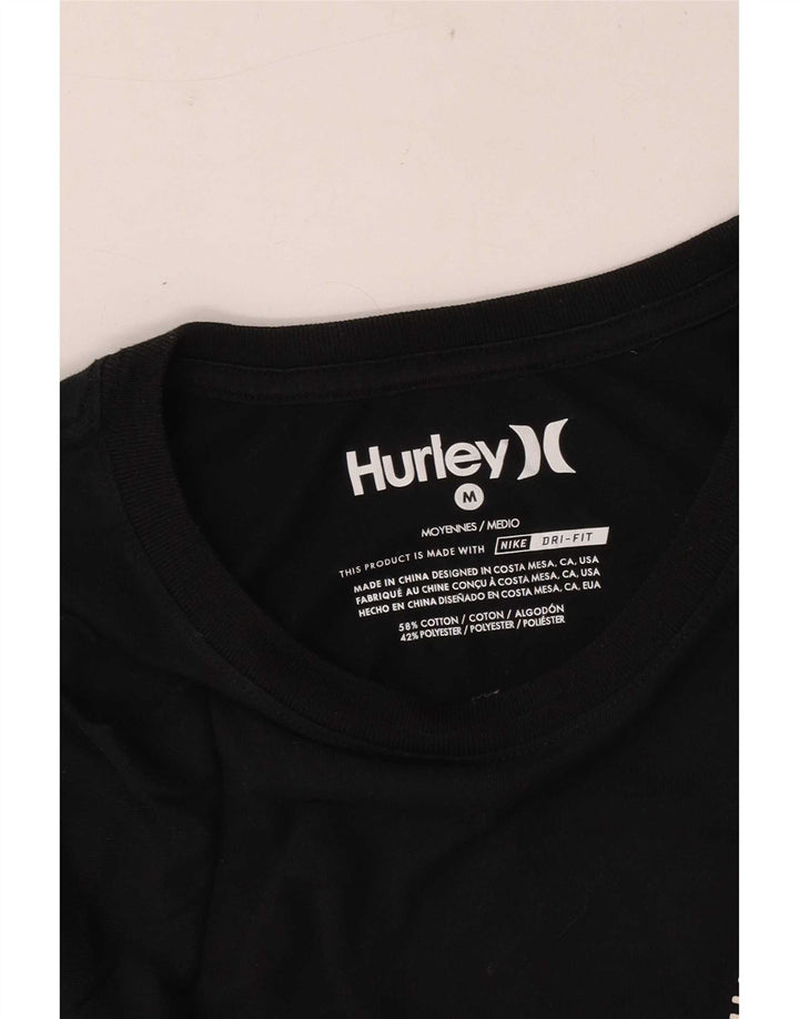 Męski T-shirt z grafiką Hurley, średni czarny, bawełniany