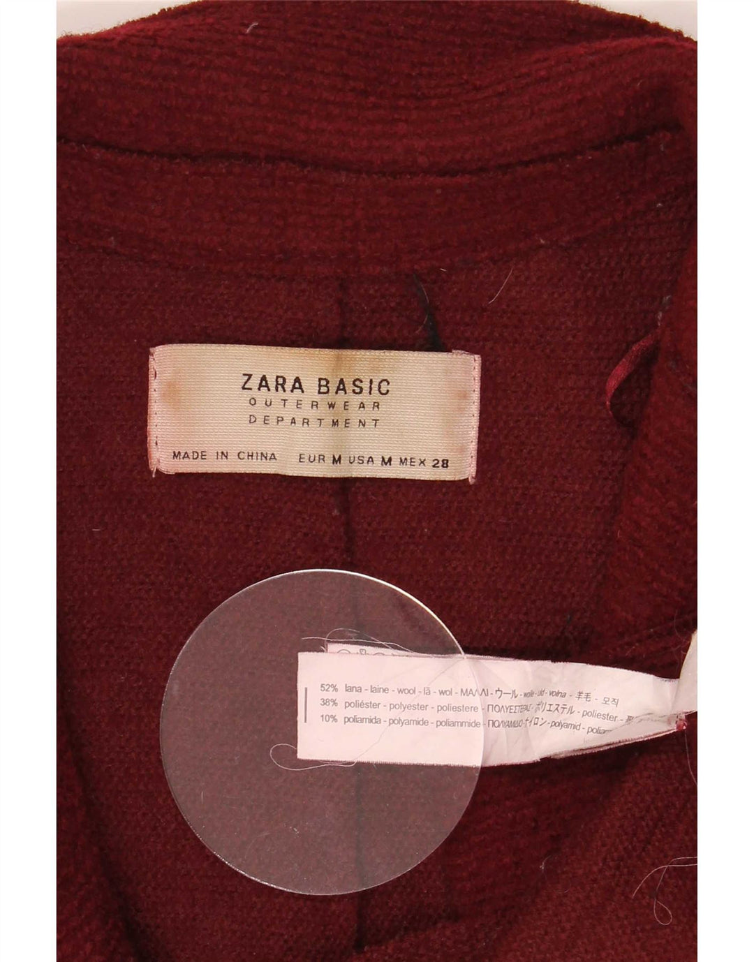 Płaszcz damski Zara UK 14 Średni czerwony wełniany
