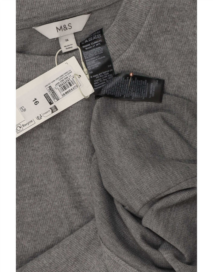 Marks & Spencer T-shirt damski Top UK 16, duży, szary poliester