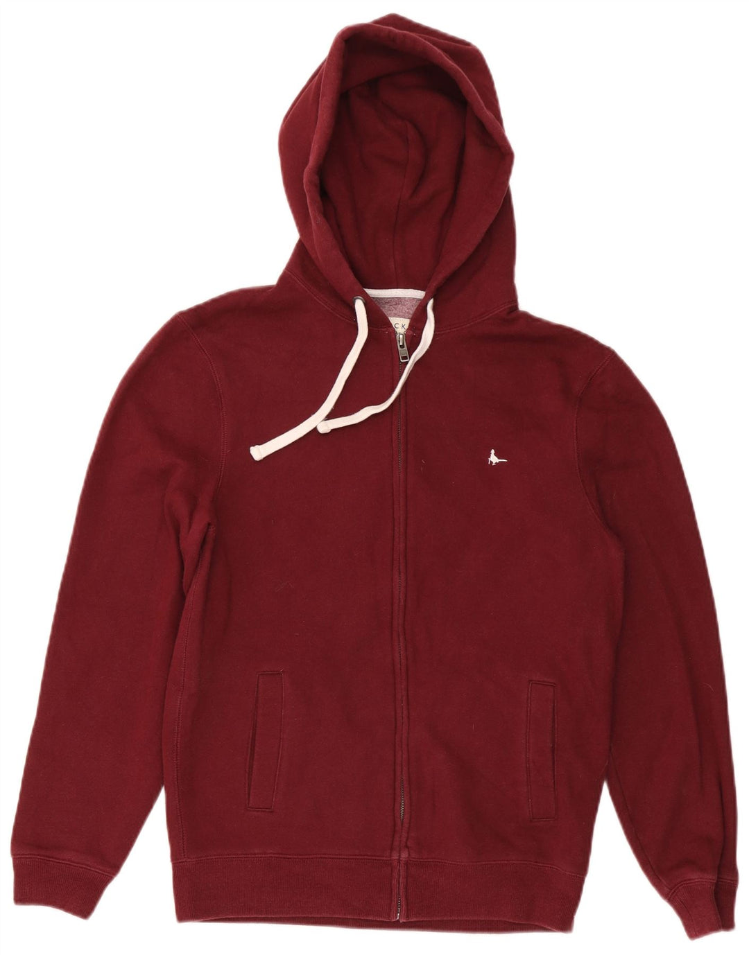 JACK WILLS Męski sweter z kapturem i zamkiem, średniej wielkości bordowa bawełna