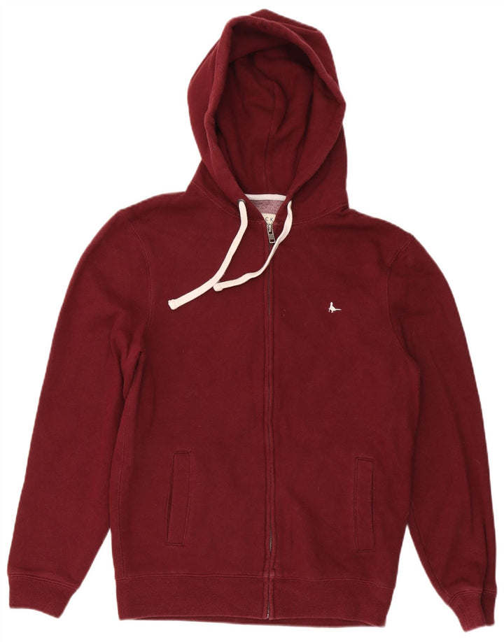 JACK WILLS Męski sweter z kapturem i zamkiem, średniej wielkości bordowa bawełna