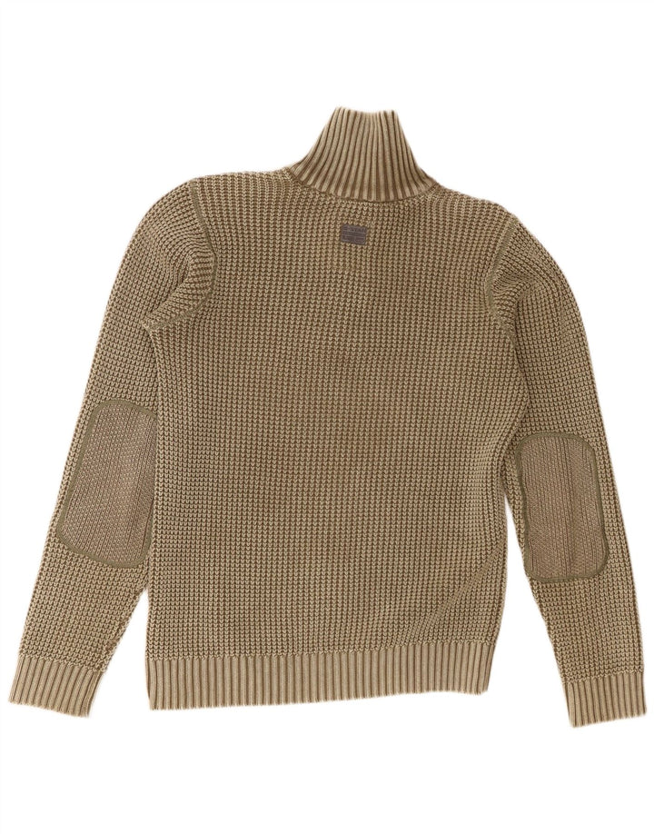 G-Star Męski sweter zapinany na guziki, duży, bawełniany khaki