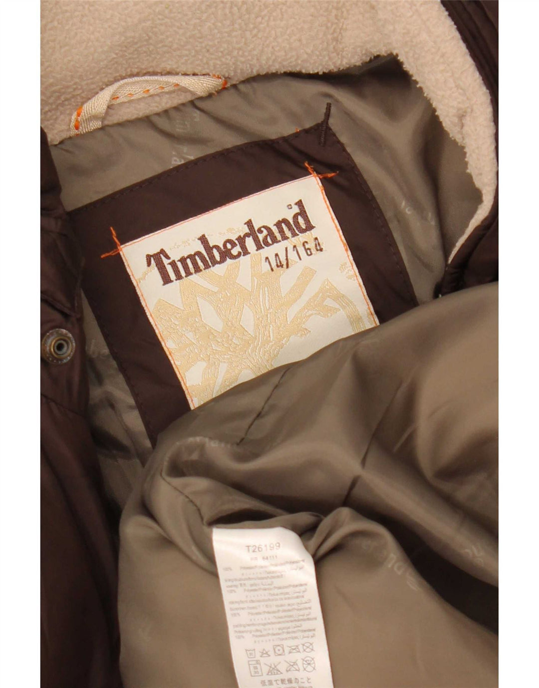 Wyściełana kurtka chłopięca Timberland 13-14 lat, brązowy poliester