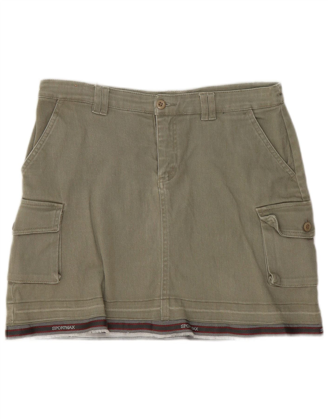 Vintage damska spódnica Mini Cargo IT 44 Medium W30 Khaki, bawełna w paski