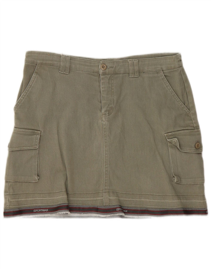 Vintage damska spódnica Mini Cargo IT 44 Medium W30 Khaki, bawełna w paski